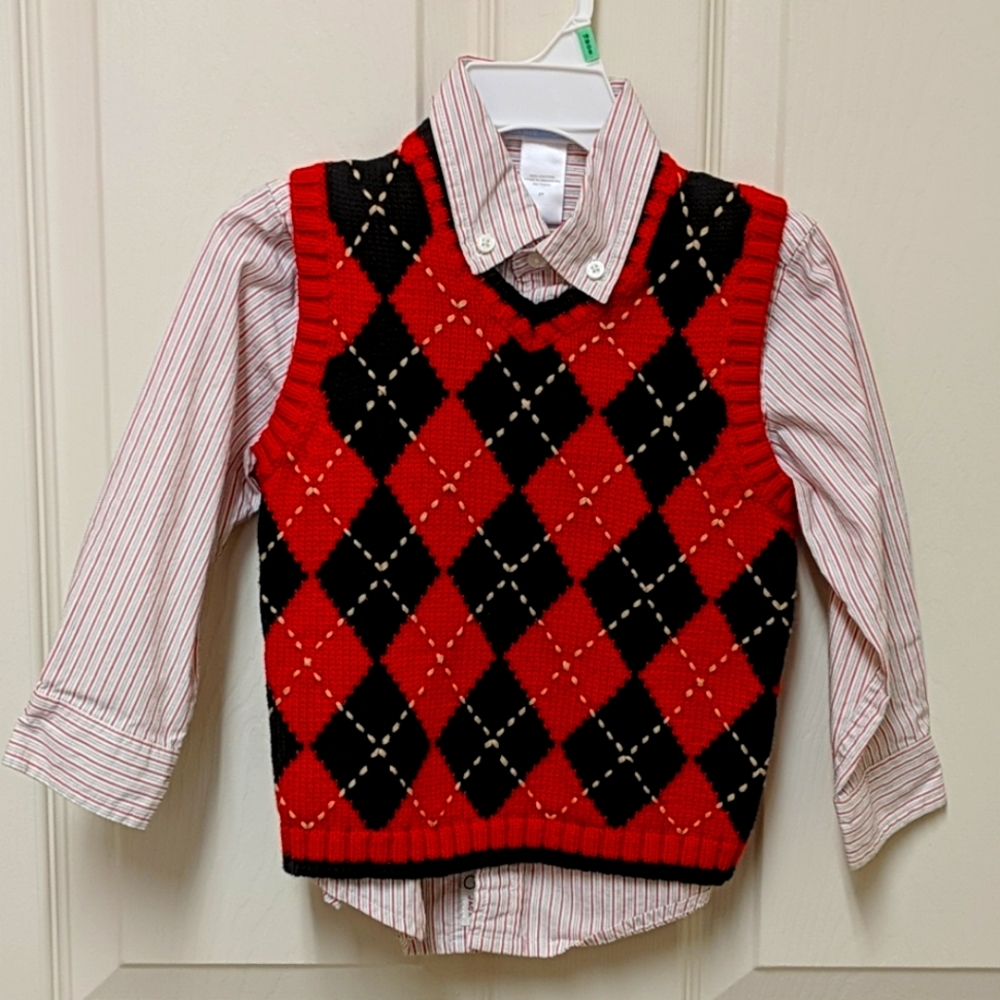 Boys Coordinating Holiday Shirt and Sweater Vest